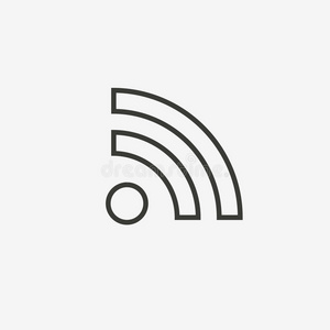 无线电波网络图标简单轮廓矢量图wi-fi信号线图标,轮廓矢量符号,白色