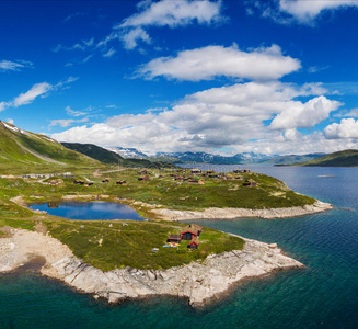 令人惊叹的挪威群岛鸟瞰图。