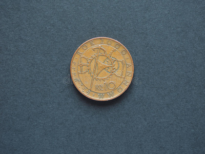 10捷克克朗硬币,捷克共和国货币)照片