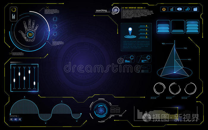 抽象HUDUI接口数据计算机技术屏幕概念背景设计