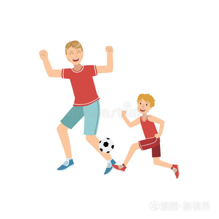 父子俩踢足球