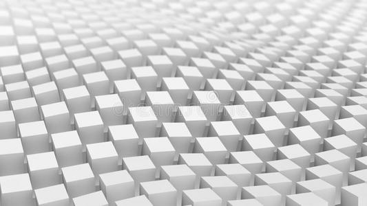格子的白色立方体表面挥舞着。 三维渲染