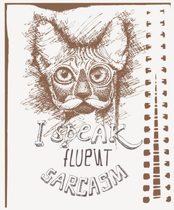 形象 面对 眼镜 肖像 宠物 轮廓 墨水 插图 小猫 艺术
