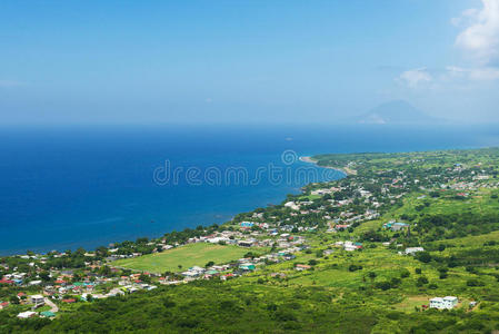 来自硫磺山要塞的海岸线，热带岛屿圣基特