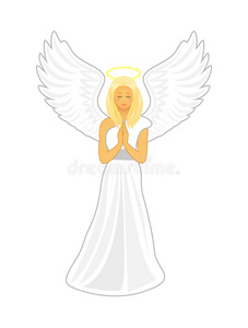 天使长着白色的大翅膀,头上戴着金色的光环.照片