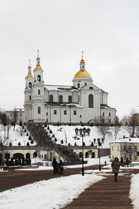 风景 大教堂 正统 长的 天空 建筑 巴洛克风格 楼梯 白俄罗斯