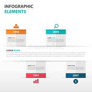 抽象业务时间线信息图形元素，演示模板平面设计矢量插图用于网页设计
