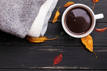 毛衣 温特 寒冷的 安慰 热的 特写镜头 早晨 咖啡