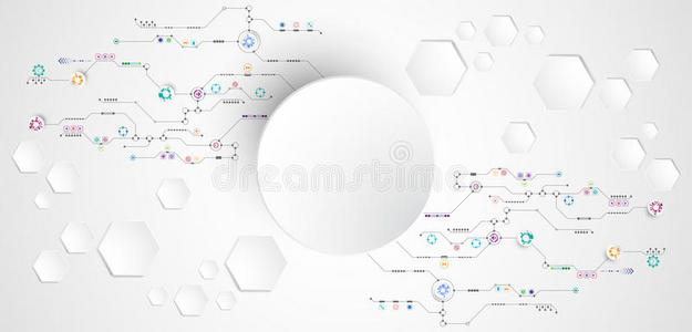 商业 箭头 圆圈 压力 插图 能量 六角形 计算机 连接