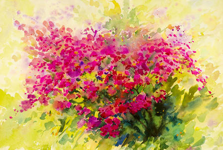 抽象水彩原画想象五彩缤纷的美丽花朵照片