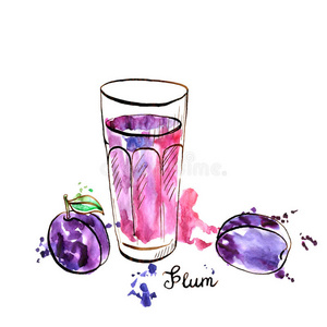 带有紫色果汁的玻璃