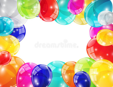 彩色光泽气球背景向量插图