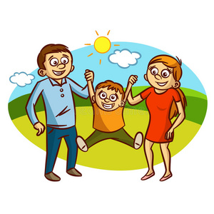 幸福卡通一家人图片