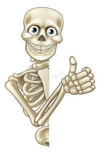 万圣节骨架卡通万圣节骨架竖起大拇指照片