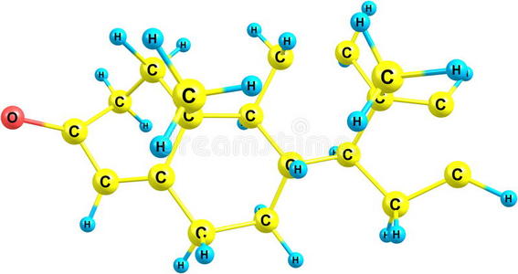 二结构在白色上分离出雄性二烯酮分子结构照片