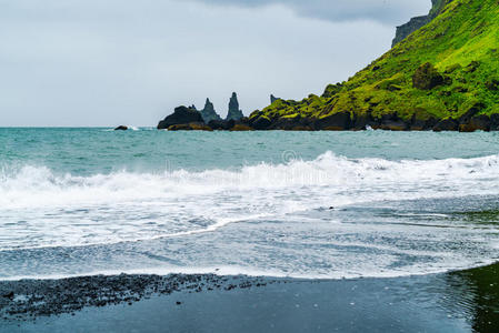 公司 海滩 岩石 美丽的 大西洋 海洋 场景 冰岛 风景