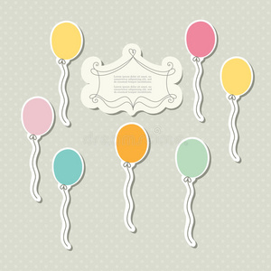 宝贝 气球 美女 边境 要素 专辑 绘画 形象 邀请 生日