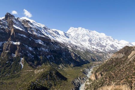 风景 自然 流动 尼泊尔 美丽的 旅行 范围 徒步旅行 寒冷的