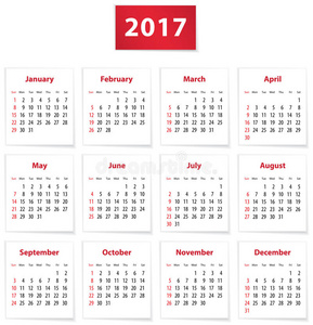 2017年英文日历