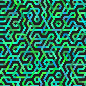 网格 织物 插图 动态 横断 交错 模式 迷宫 多色 六角形