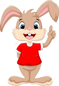 可爱的兔子举起食指男孩指着他的眼睛搞笑老鼠卡通搞笑的老鼠荞麦.