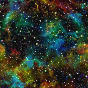 抽象的多彩宇宙。 星云夜空星空。 多色外层空间。 纹理背景。 无缝插图。
