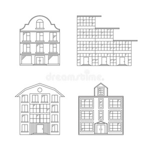 要素 欧点 风景 插图 商业 办公室 建筑 建设 轮廓 最小值