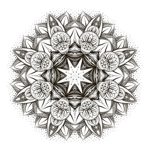 曼陀罗 绘画 莲花 偶像 圆圈 花的 指甲花 曲线 冥想