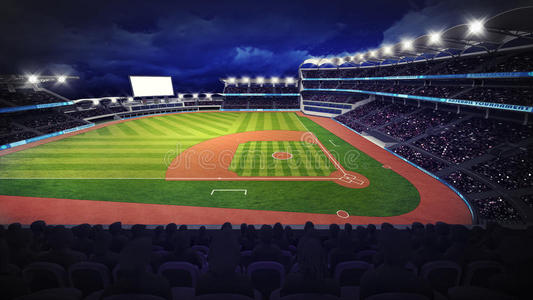 有绿草操场的棒球场照片