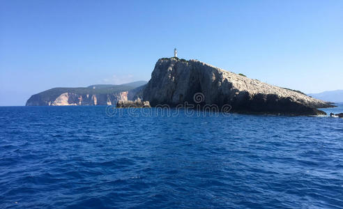 地中海 美丽的 岩石 海岸 莱夫卡斯 颜色 莱夫卡达 海湾