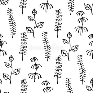 咖喱 重复 自然 涂鸦 要素 纸张 模式 植物 织物 插图