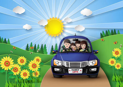 一家人开车图片