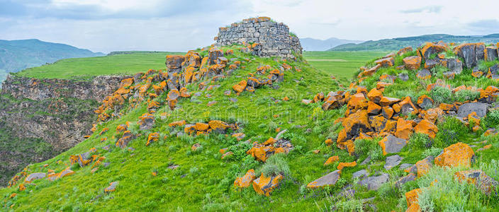 风景 农业 峡谷 自然 高地 房子 高加索 格鲁吉亚 巨石