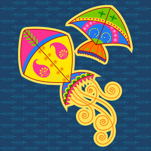 印度艺术风格的彩色风筝