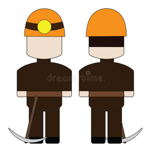 工具 探矿者 工人 帽子 头盔 工作 插图 卡通 矿工 科利尔