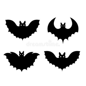 蝙蝠黑色设置在白色背景上