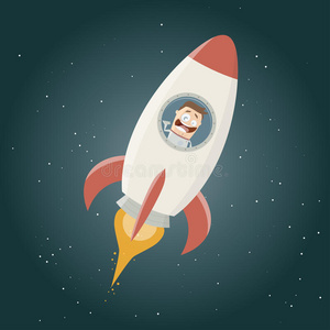 绘画太空宇航员有趣的宇航员在太空火箭里飞行照片