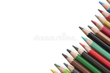 彩色彩色铅笔背景调色板木材工具