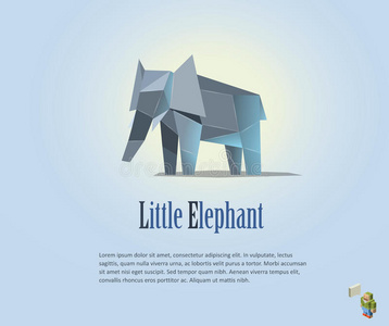 几何婴儿大象插图的多边形风格。 低聚。 动物三角形图标。 现代物体