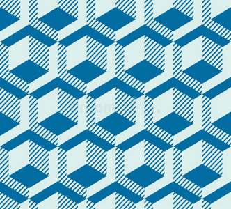 图形简单的观赏瓷砖,矢量重复图案使用立方体和六边形.