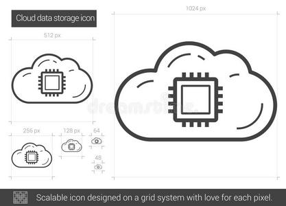 云数据存储线图标。