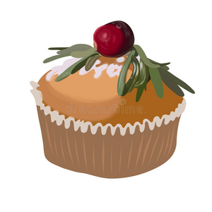蛋糕加糖馅饼。 矢量图标设计元素。 生日插图。