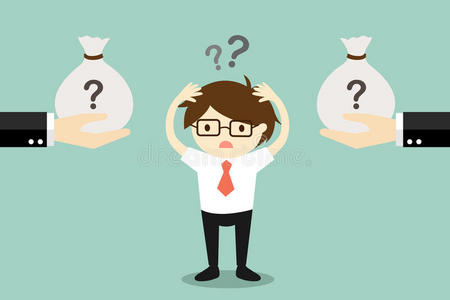 两种选择商业概念,商人混淆了两种货币选择.照片