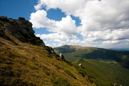 美丽的 喀尔巴阡山 岩石 自然 高地 风景 天空