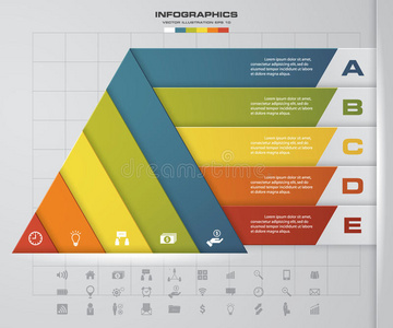 抽象金字塔形状布局与5步清洁数字横幅模板图形或网站布局。