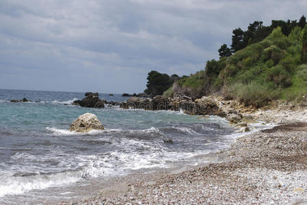 巴尔干半岛 旅游业 假期 夏天 海滩 自然 海湾 卵石 风景