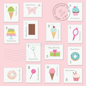 为女孩设计的生日邮票。