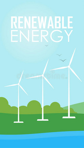 自然 插图 生态 生态学 行业 能量 发电机 叶片 横幅