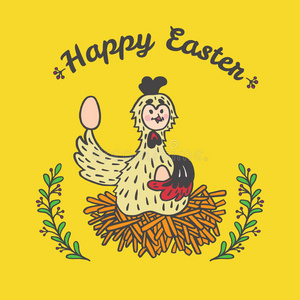 带鸡肉和鸡蛋的复活节卡片