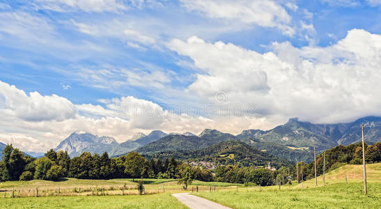 欧洲 旅行 国家 徒步旅行 全景 乡村 风景 领域 小山